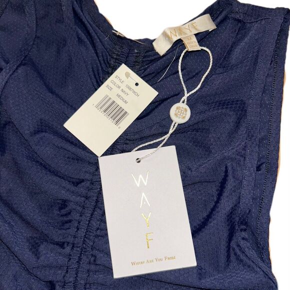 WAYF NWT Main Squeeze Ruched Navy Tank - Picture 5 of 7